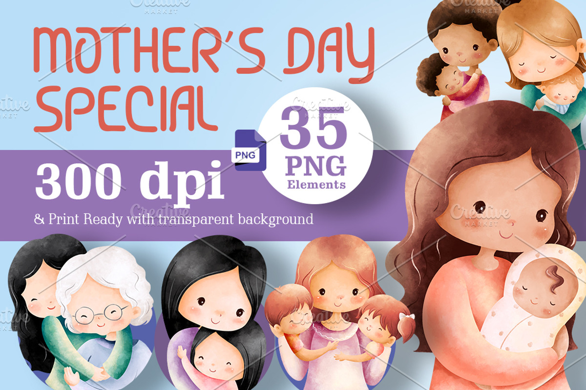 Mother’s Day 35 PNG Elements Bundle, an Object Graphic by Peacock_design (Photo 1 of 5)