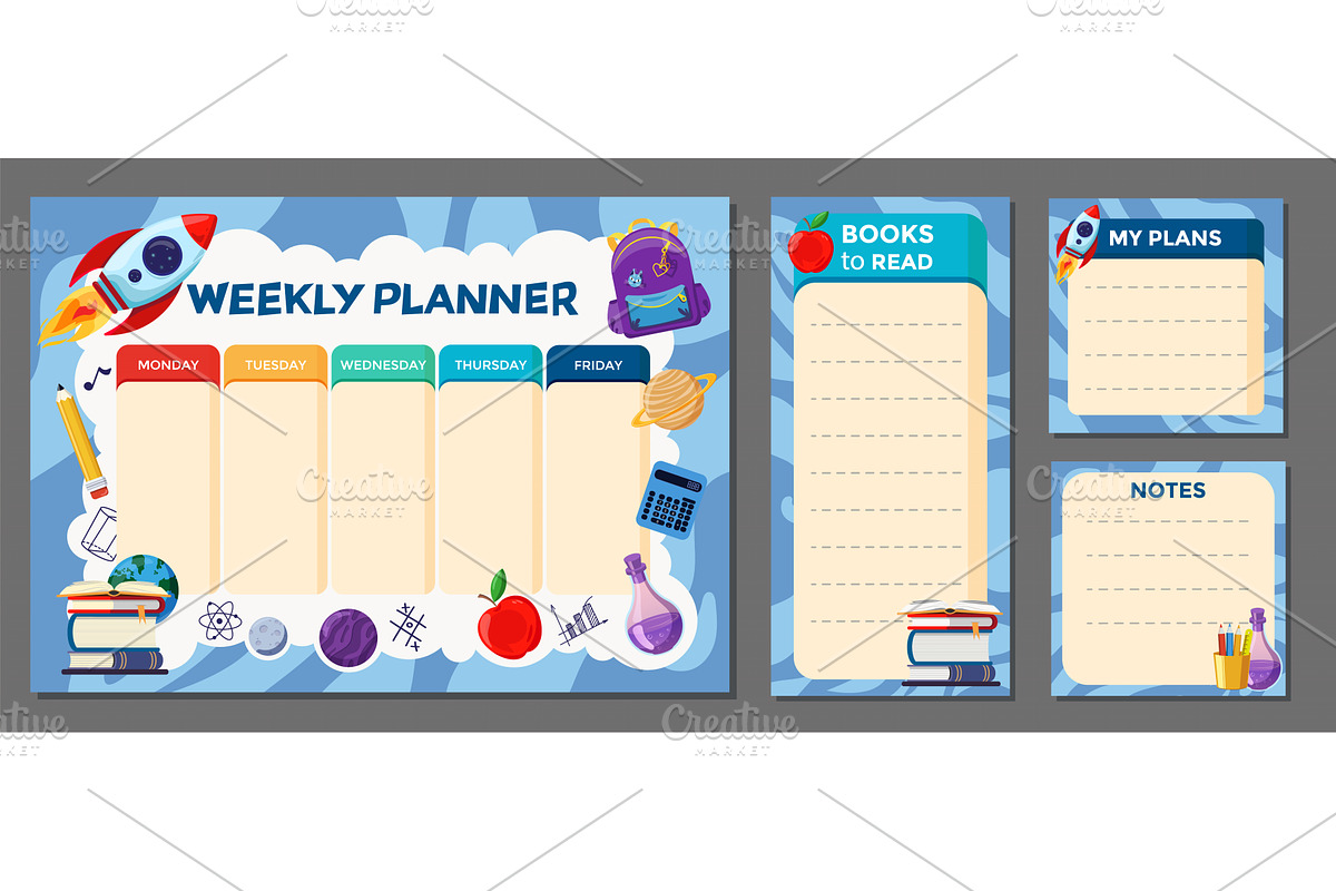 Set of the printable weekly planners, an Object Illustration by JeanBet