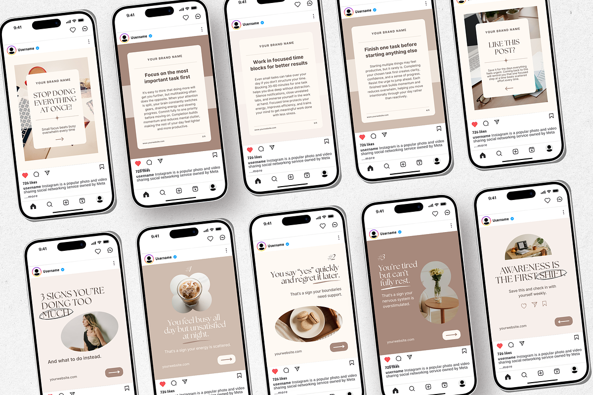 Coach Carousel Instagram Posts Beige, a Social Media Template by DigiPax (Photo 6 of 11)