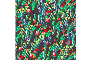 Seamless pattern with flowers, plant