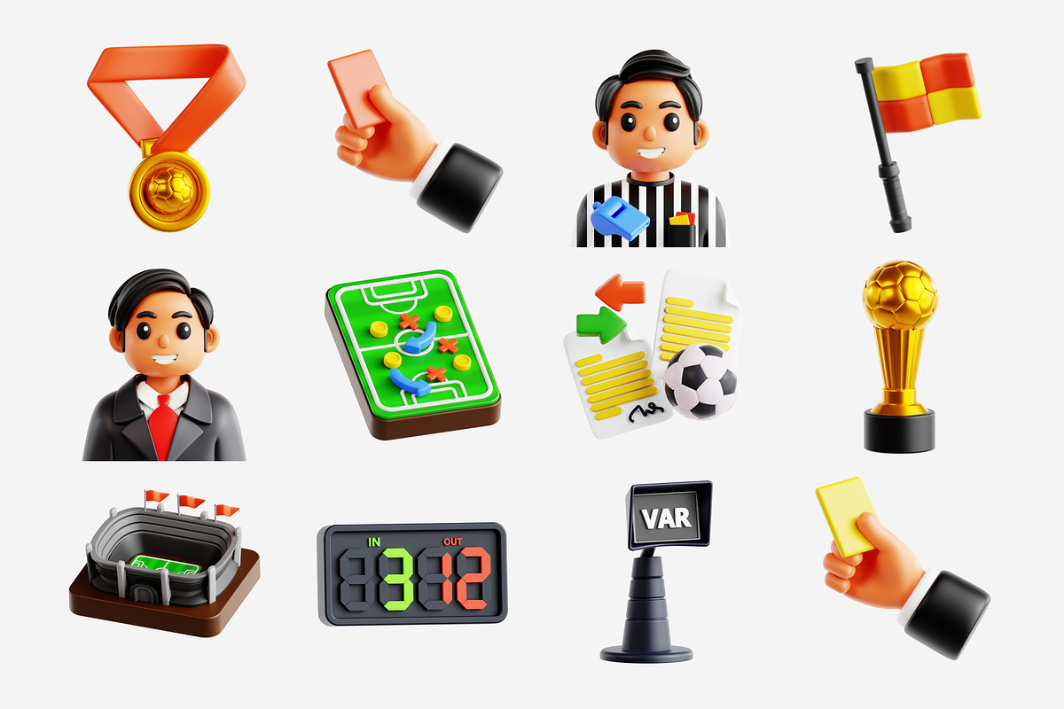 Football 3D Icon Set, an Object 3D Model by Eklip Studio (Photo 2 of 3)