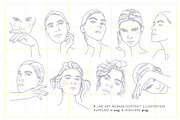 Line Illustrations Set Female Faces, a Person Illustration by line & plane (Thumbnail 3 of 11)