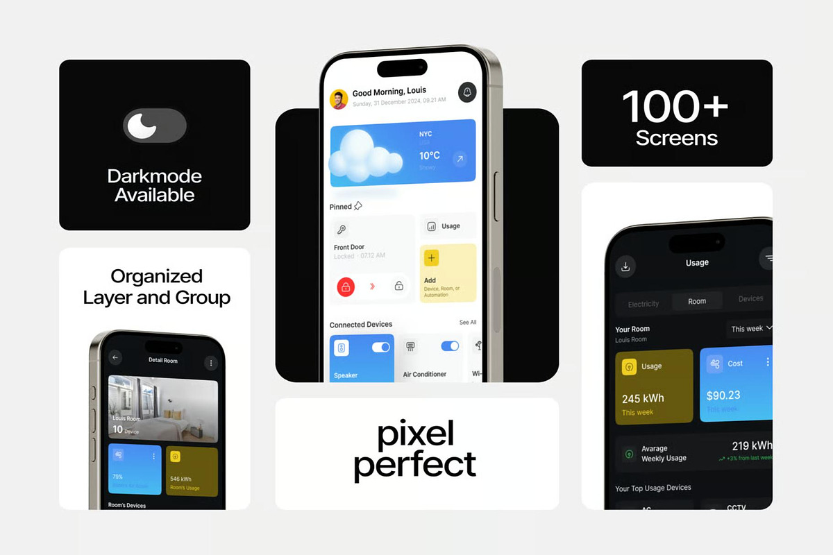 Nova - Smart Home Mobile App UI KIT, an UI Kit Template by Lumina_ui_ux202 (Photo 3 of 7)