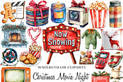 Christmas Movie Night Clipart, an Illustration by Craft Nest (Thumbnail 1 of 6)