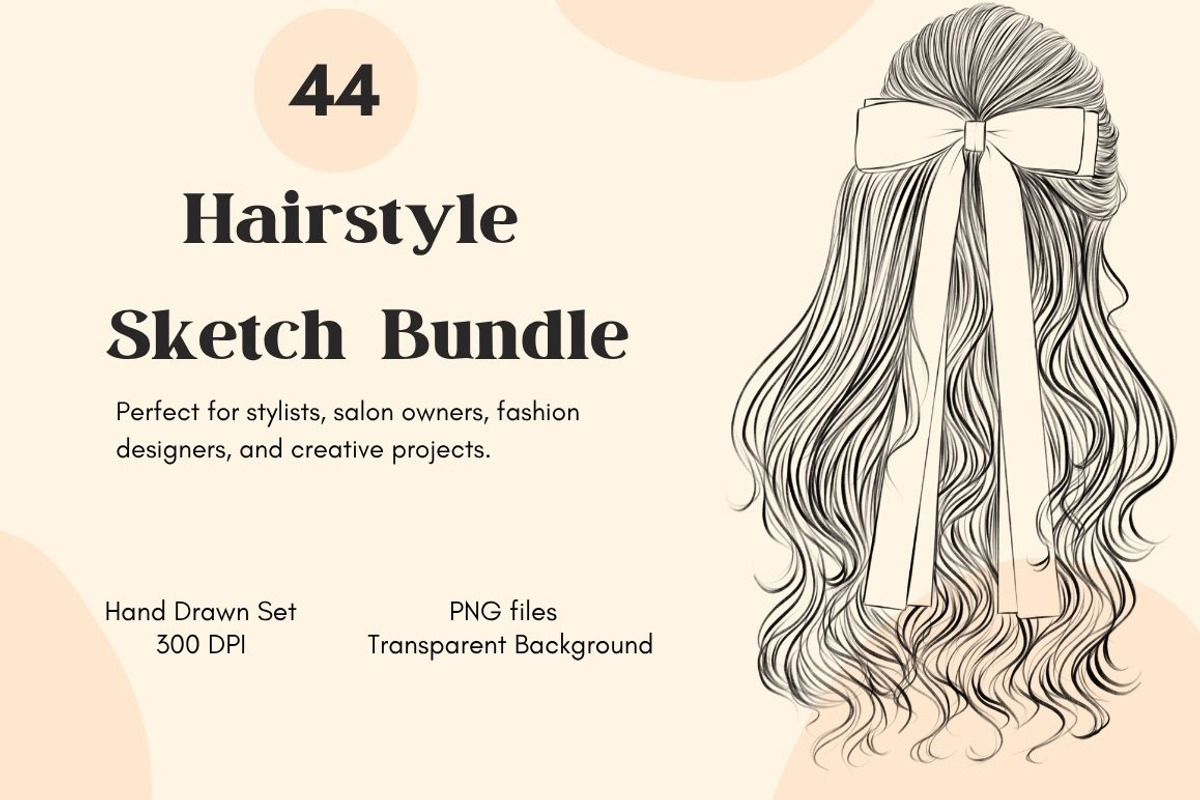 Fashion Hairstyle Sketch PNG Bundle, an Illustration by The Best Digital Plaza (Photo 1 of 7)