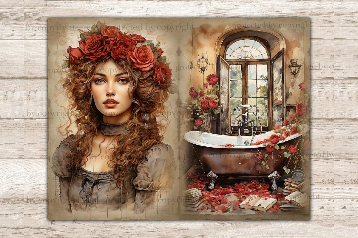 Valentines Day Junk Journal Pages, a Person Illustration by GlamArtZhanna (Photo 6 of 9)