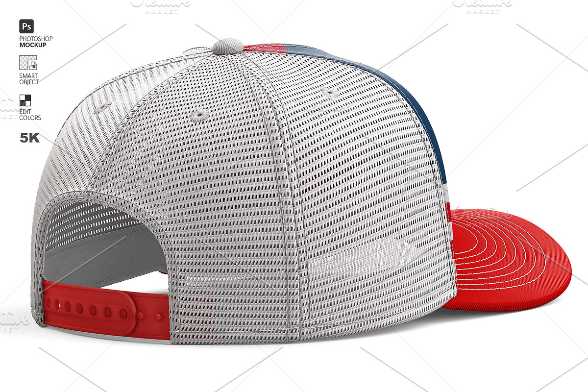 Trucker Hat Mockup – Back View PSD, a Hat Mockup by LESZ Design (Photo 3 of 10)