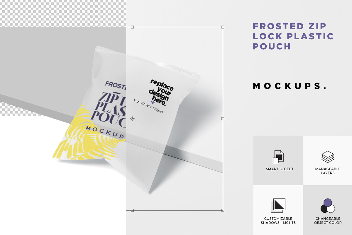 Frosted Zip Lock Plastic Bag Mockups, a Packaging Mockup by GfxFoundry (Photo 3 of 7)