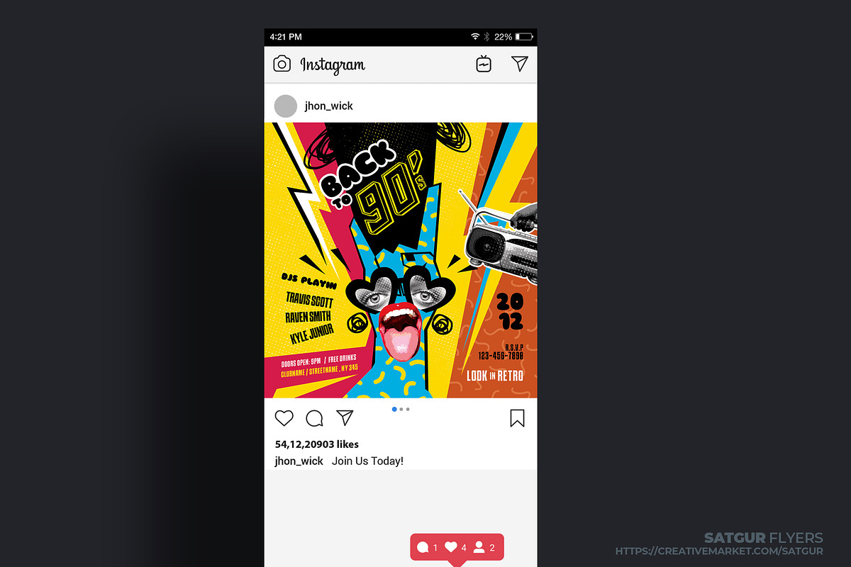 Back to 90s Music Party Flyer, a Flyer Template by Satgur Graphic Design (Photo 3 of 6)