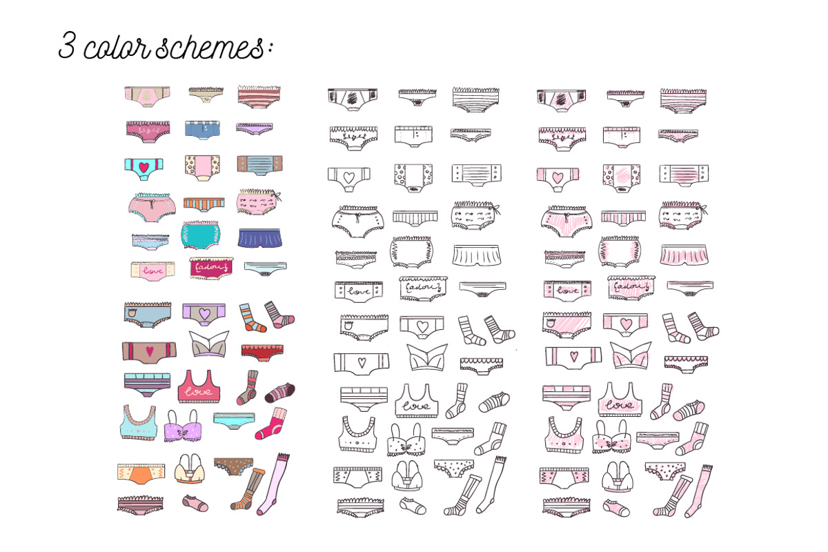 Doodled lingerie set, an Object Graphic by Kotozoid (Photo 2 of 9)