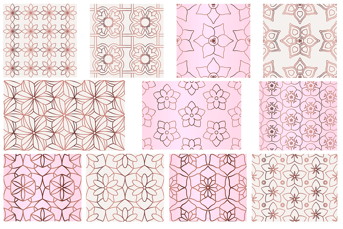 Rose Gold Geometric Floral Patterns, a Pattern Graphic by Artspace (Photo 2 of 4)