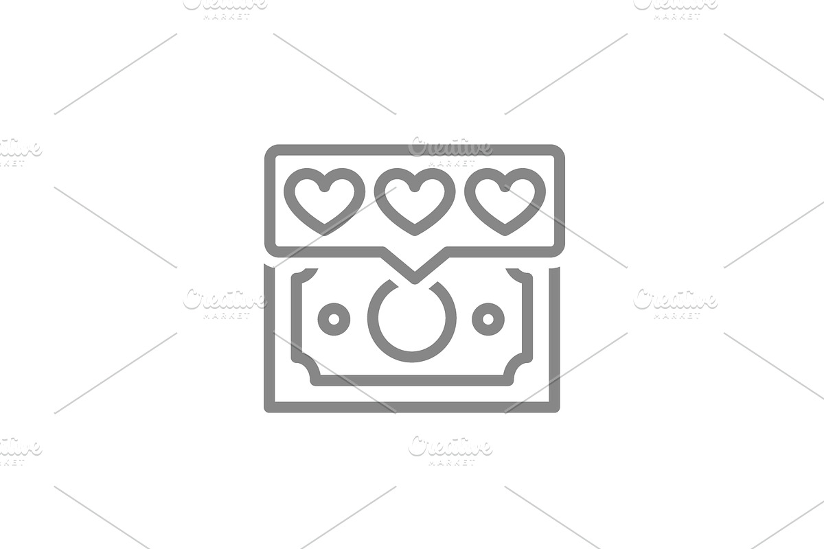 Money with hearts in chat bubble, an Object Illustration by GraphiShop