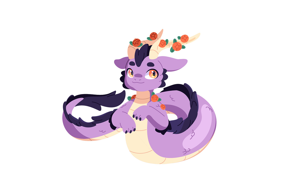 Cute baby dragons set + patterns, an Animal Illustration by PaperTrident (Photo 10 of 13)