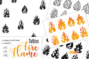 Fire Flames Cliparts & Digital Paper, an Illustration by AllNikArt (Thumbnail 1 of 4)