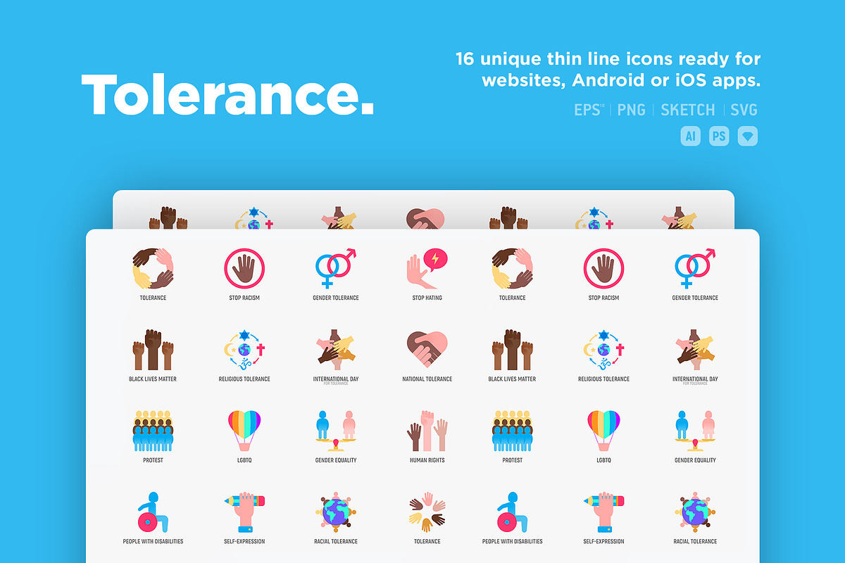 Tolerance | 16 Flat Icons Set, a Solid Icon by Alex Blogoodf (Photo 2 of 12)