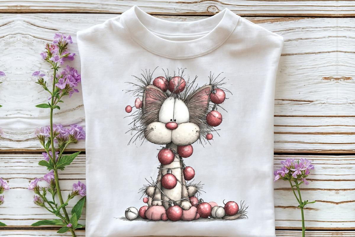Whimsical Christmas Cat Clipart, an Illustration by CraftArtStudio (Photo 5 of 6)
