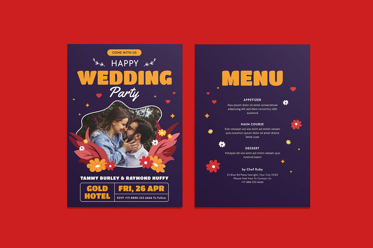 Crusher Wedding Invitation Template, an Invitation Template by iDoodle Studio (Photo 1 of 3)