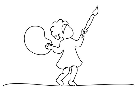 Baby girl with painting brush and, an Education Illustration by Valenty