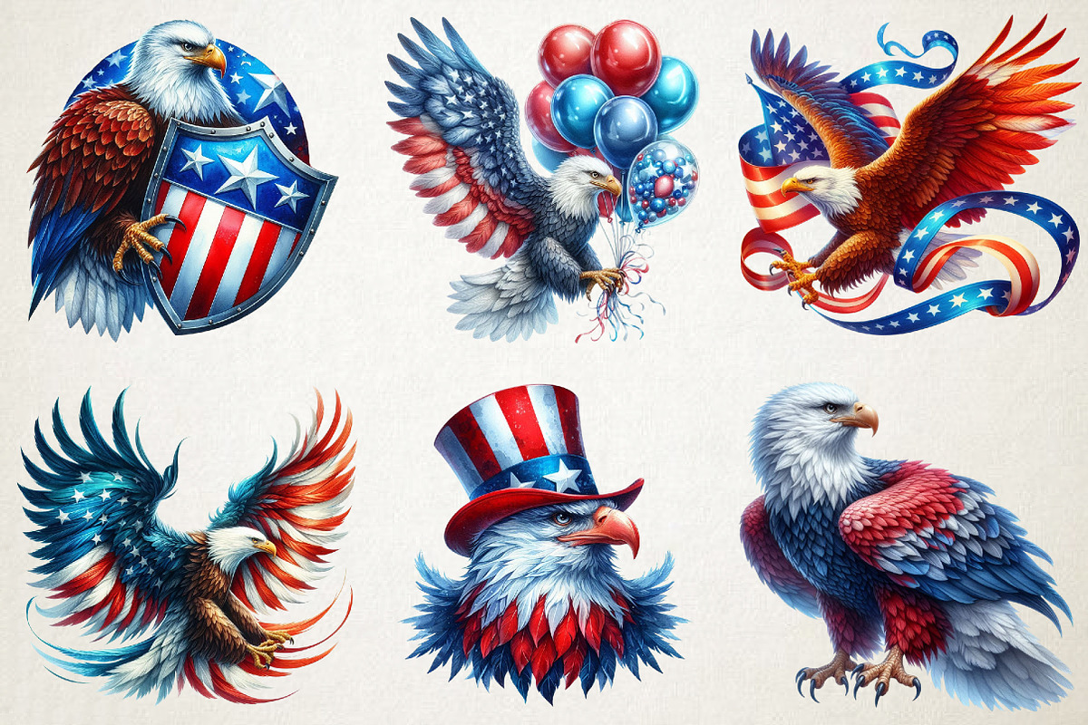 Watercolor USA Patriotic Eagle PNG, a Seasonal Illustration by RobertsArt (Photo 4 of 5)