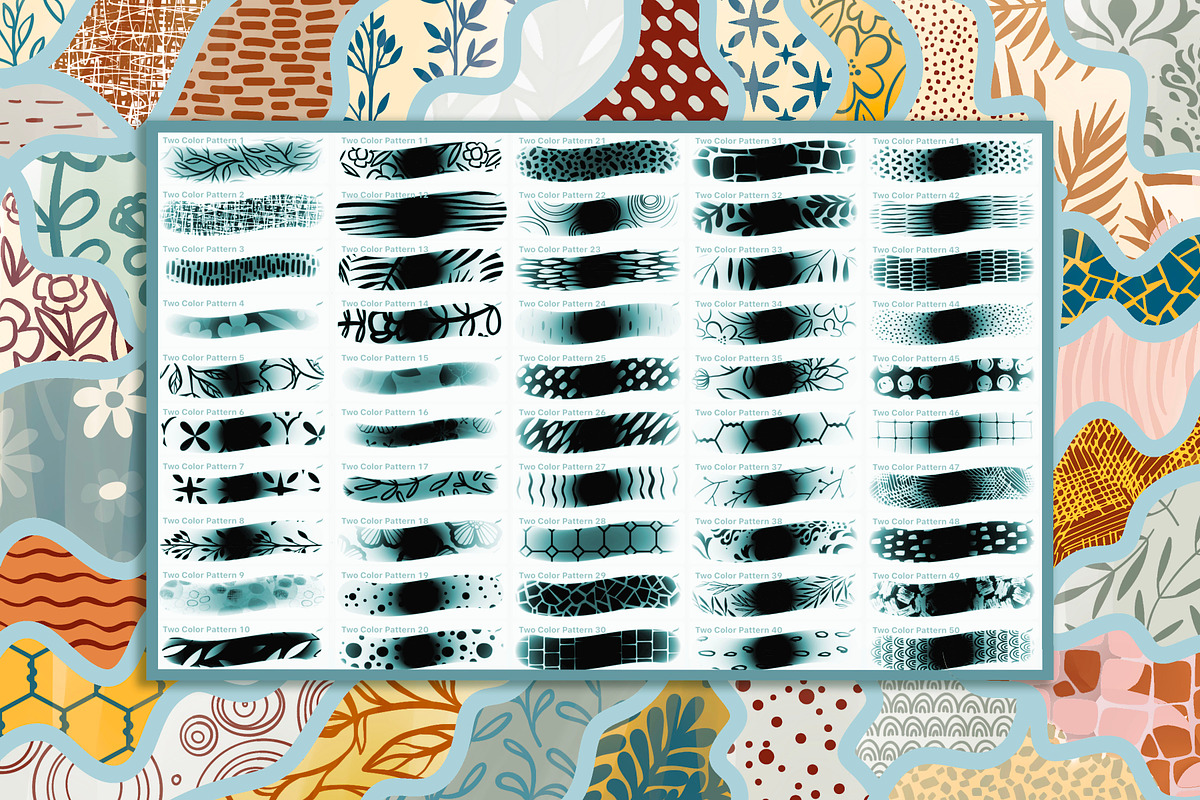 2 Color Procreate Pattern Brushes, a Brush Add-On by DeloresArt (Photo 3 of 10)