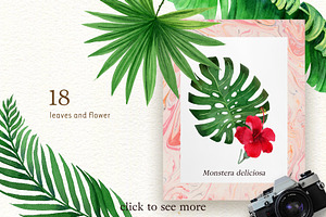 Tropical Bliss Watercolor Leaves Set