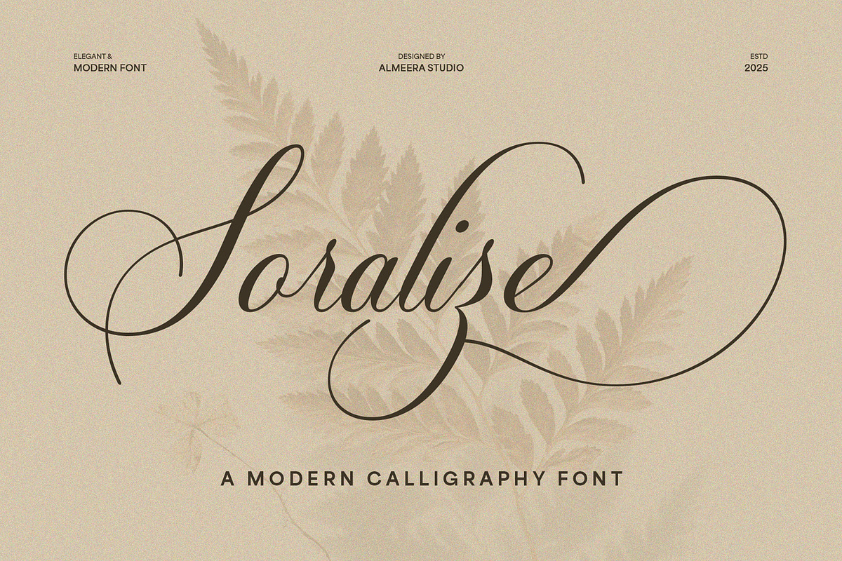 Soralize - A Modern Calligraphy Font, a Script Font by Almeera Std (Photo 1 of 10)