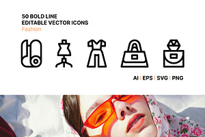 50 Fashion Icons, an Outline Icon by Side Project