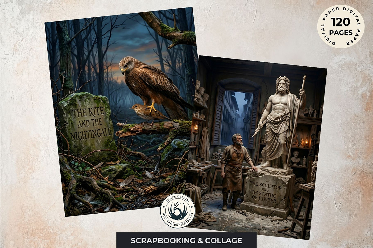 Jean de La Fontaine Fables Papers V2, an Education Illustration by ThatsDesignArt (Photo 12 of 16)