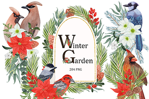 Watercolor winter garden