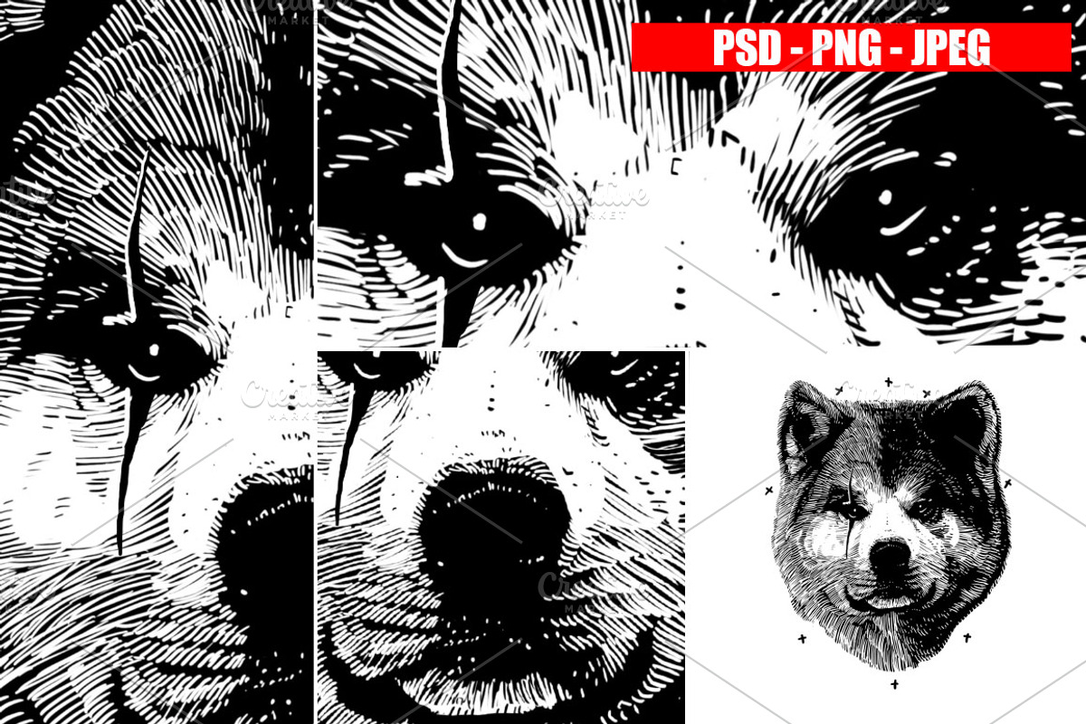 Dogs Collection Black and White Art, an Animal Illustration by Design by sebrodbrick (Photo 16 of 22)