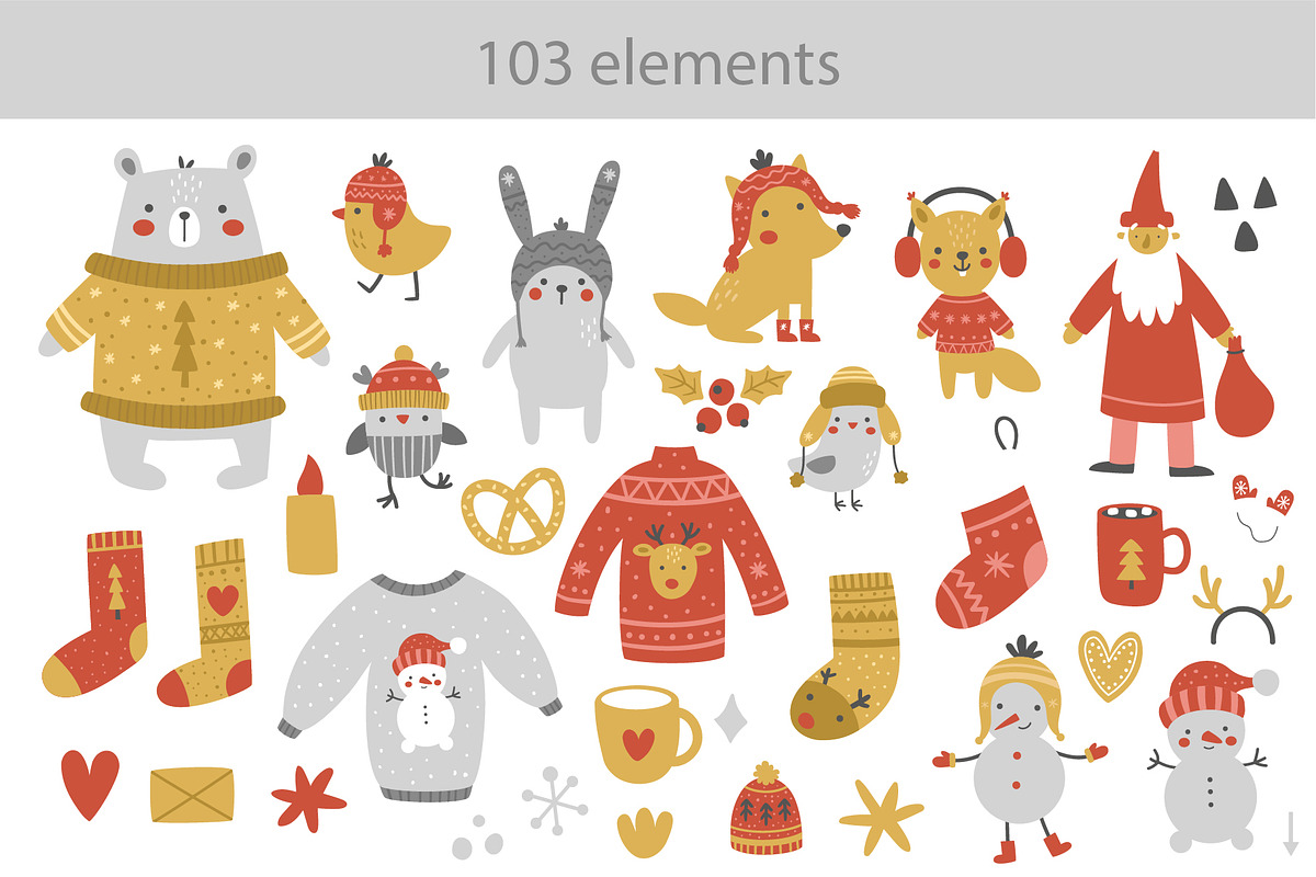 Cozy Christmas clipart collection, an Animal Illustration by Leysan Shayak (Photo 3 of 10)