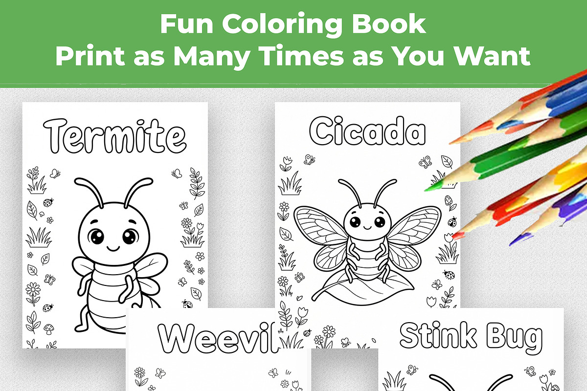 Insect Coloring Book for Kids, an Education Illustration by Mohammad Sarfaraz (Photo 11 of 13)