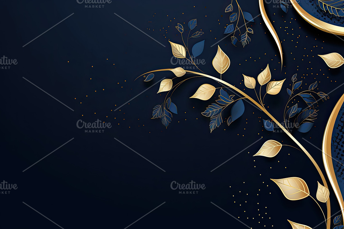 Blue and gold business banner background with golden and turquoise ornate and c, a Texture Illustration by zakiroff