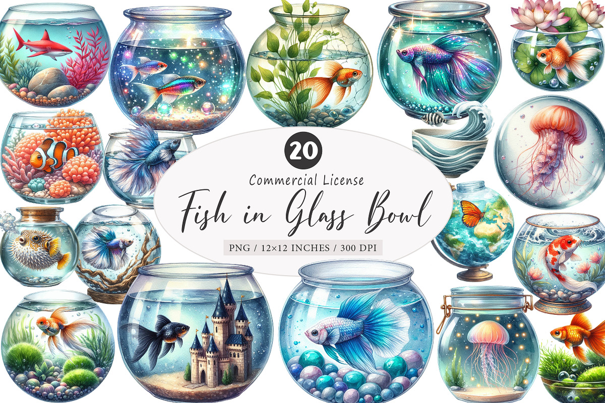 Fish in Glass Bowl PNG, an Illustration by SinaCreation (Photo 1 of 5)