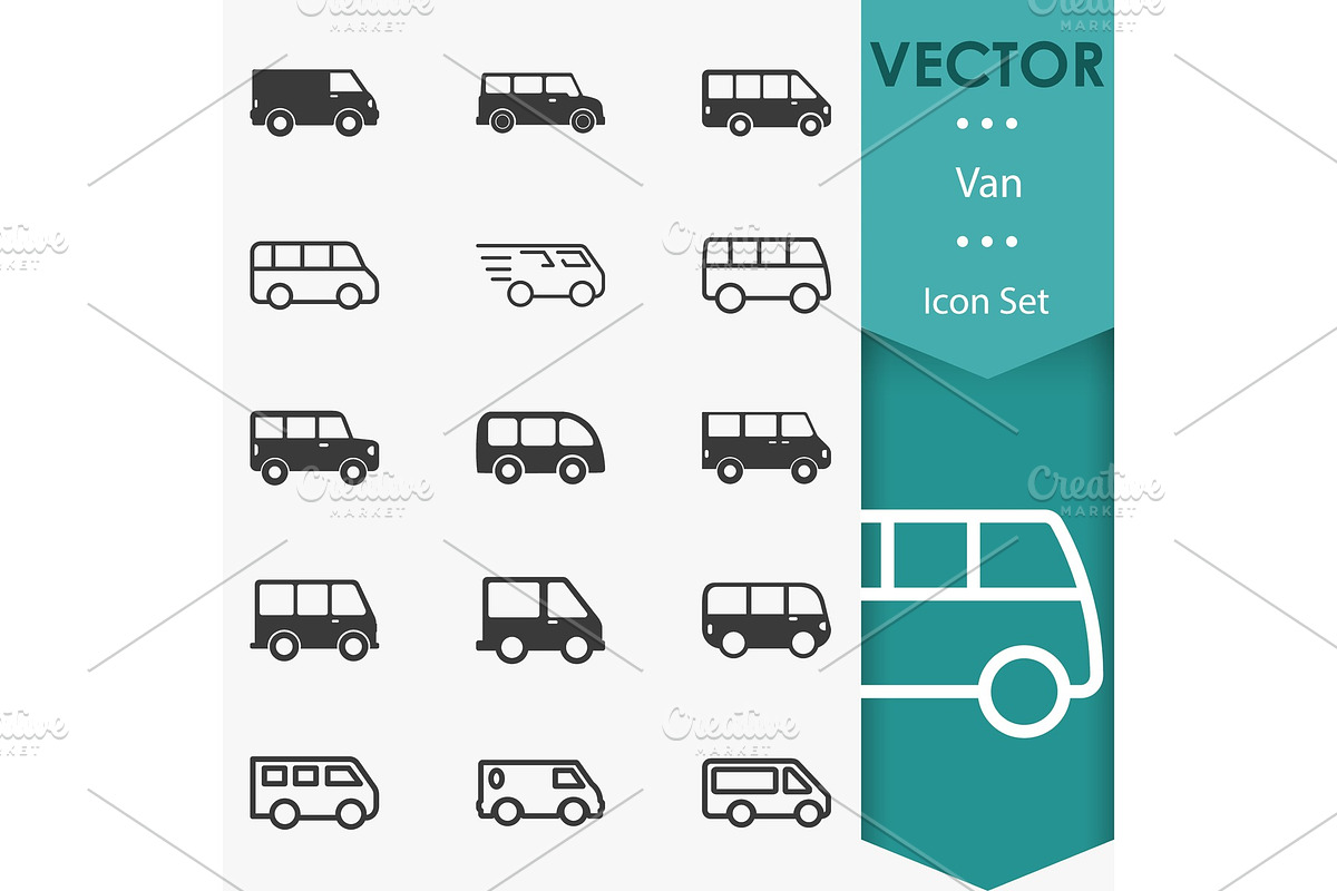 Van icons vector, a Transportation Illustration by GraphicHouse