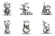 Whimsical Christmas Teddy Bear Clipa, an Illustration by designcity5 (Thumbnail 2 of 5)