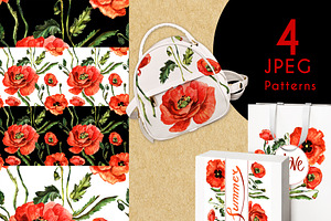 Stunning Poppies PNG Watercolor Set