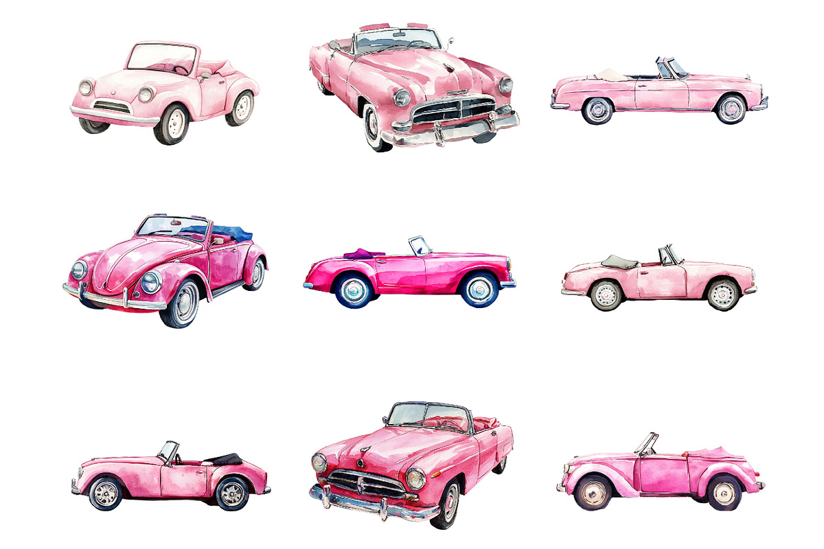 Pink Convertible Car, an Illustration by Design Market (Photo 2 of 3)