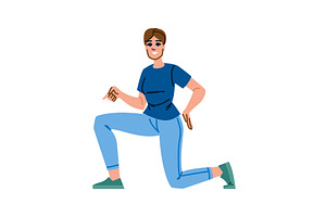 Young woman pointing and kneeling, a Person Illustration by pikepicture