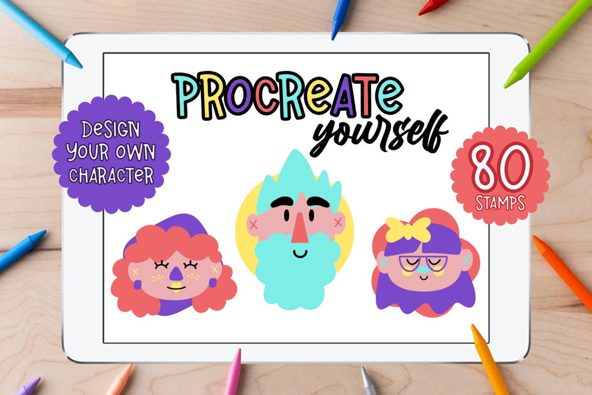 Procreate Character Stamp Brushes, a Brush Add-On by AnniaArt (Photo 1 of 5)
