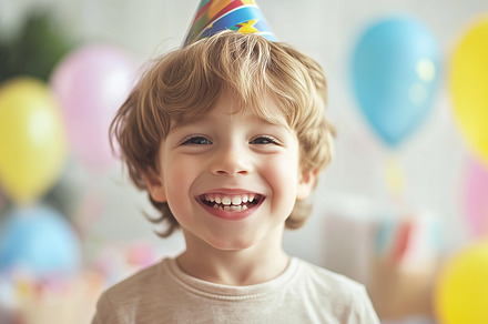 Happy birthday boy with party hat, a Person Photo by MistyDay