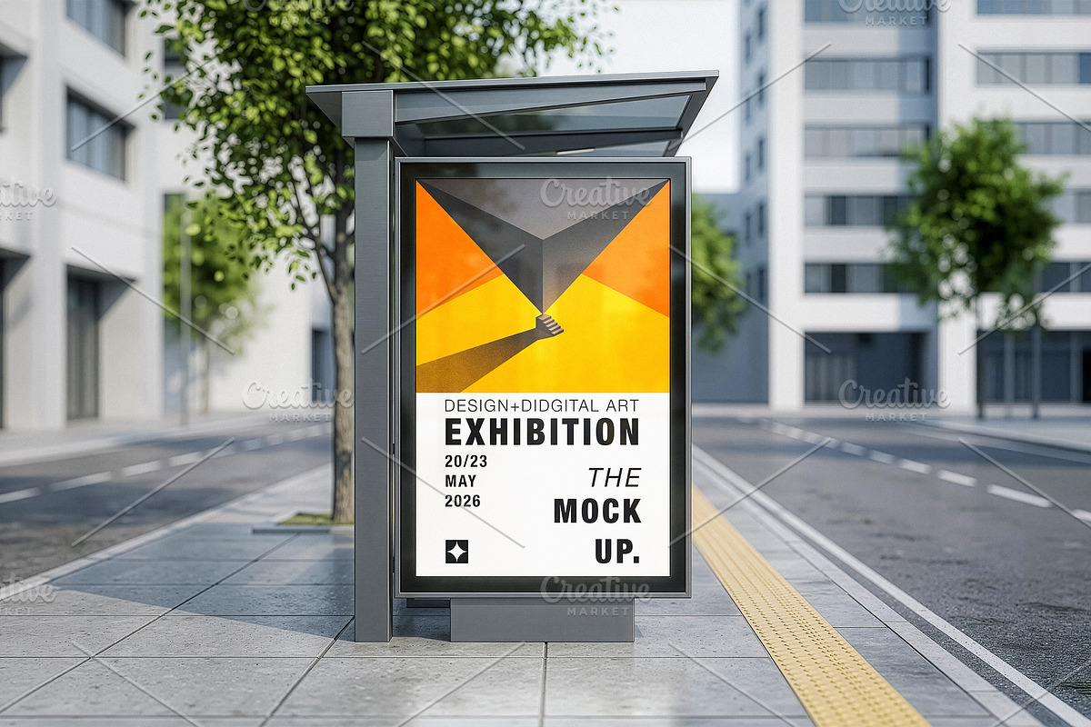 4 Vertical Bus Stop Screen Mockups, an Advertising Mockup by smishura (Photo 7 of 11)