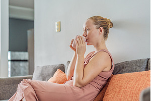 Woman relaxing at home and watching, a Person Photo by Elizaveta Galitskaya