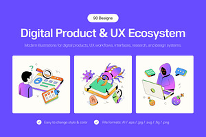 90 Digital Product UX Illustrations, a Technology Illustration by Creative Stall