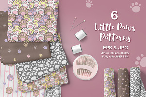 Little Paws Seamless Patterns Set