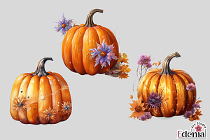 Floral Watercolor Pumpkins