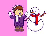 Cute Winter Boy With Snowman, a Person Illustration by Artstorystudio (Thumbnail 2 of 3)