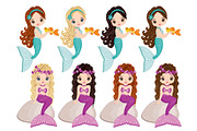 Vector Mermaids Clipart, an Illustration by TheCreativeMill (Thumbnail 3 of 4)