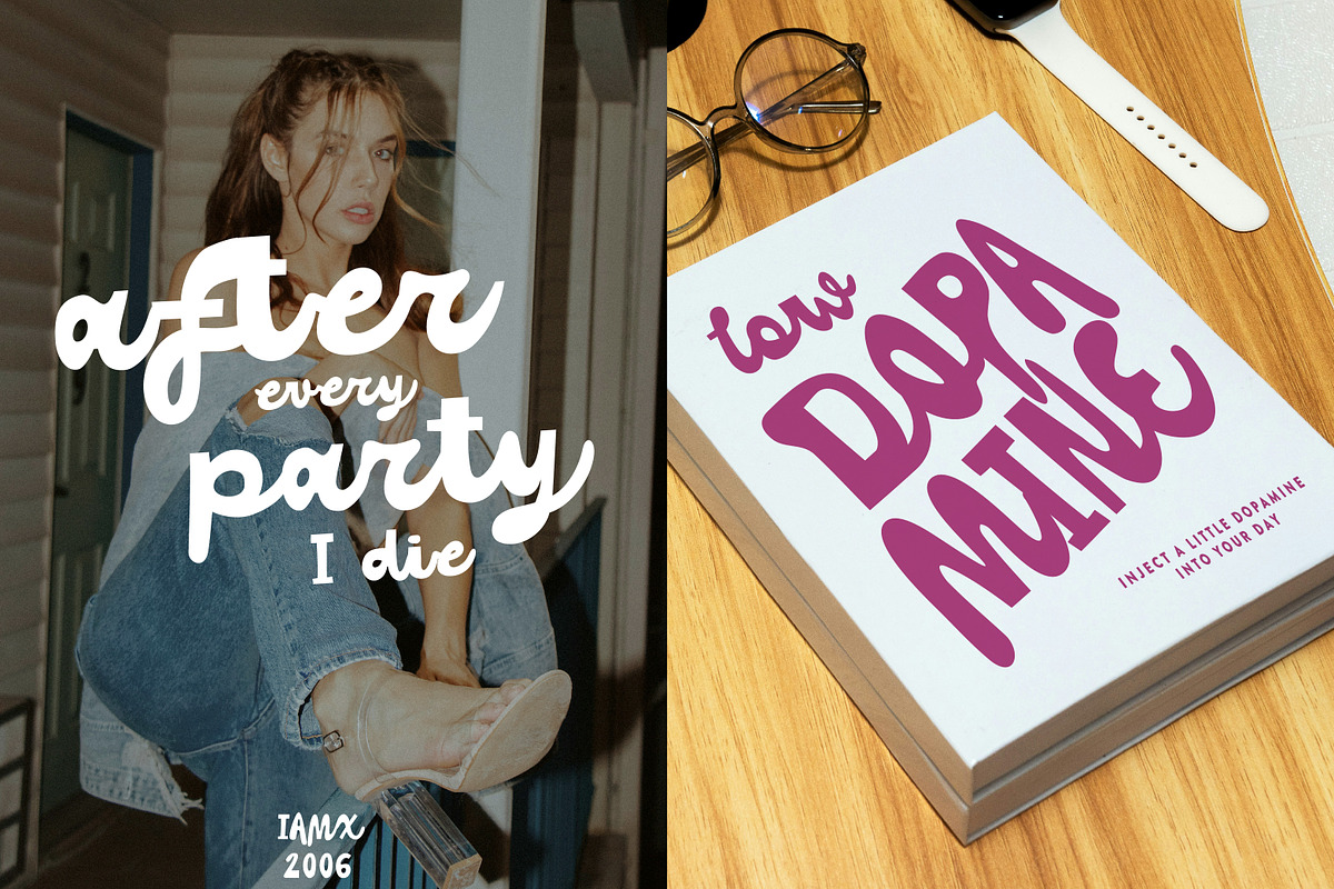 Dopamine Script Playful Vibe Font, a Script Font by Struvictory.art (Photo 5 of 8)