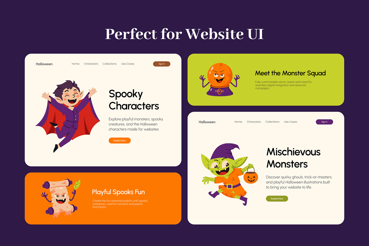 50 Halloween Character Illustrations, a Seasonal Illustration by Prosymbols (Photo 3 of 9)